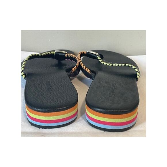 BRIGHTON Sandals WOMENS 8.5M Cheryl Flip Flop Thong Colorful Whipstitch Black - Picture 5 of 9